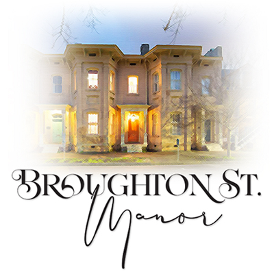 Broughton Street Manor savannah vacation rental painting and logo