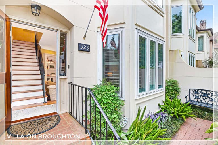 Front entry way of Villa on Broughton + Carriage Vacation Rental